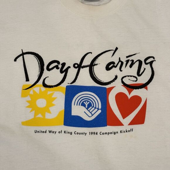 Vintage 90s 1994 United Way Graphic T Shirt Size XL White Single Stitch USA - Picture 2 of 6